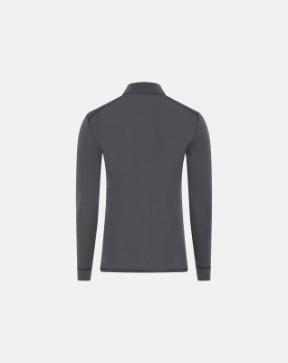 Langærmet t-shirt "half zip" | 100% merino uld | Grå -Dovre