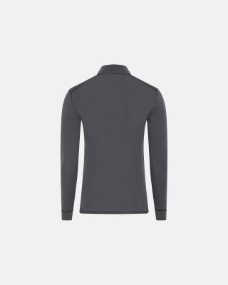 Langærmet t-shirt "half zip" | 100% merino uld | Grå