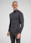 Langærmet t-shirt "half zip" | 100% merino uld | Grå -Dovre
