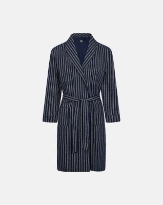 Badekåbe | 100% flannel bomuld | Grå stribet -JBS