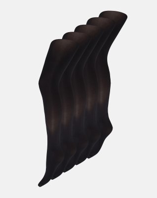 Strømpebukser "silk look" 5-pak | 60 denier | Sort -Decoy