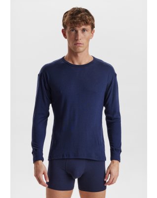Langærmet t-shirt "wool"  | 100% merino uld | Navy -JBS
