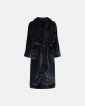 Lang badekåbe med hætte | 100% polyester | Sort - Decoy