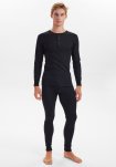 Langærmet t-shirt "grandad" | 100% bomuld | Sort -JBS