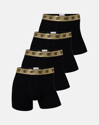 Tights "basic" 4-pak | Bomuld | Sort m. guld elastik -CR7
