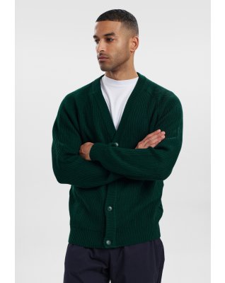 Cardigan med knapper | Bomuld | Grøn -Resteröds