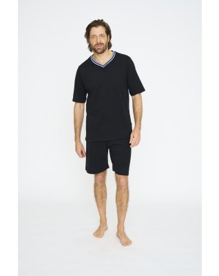 Pyjamas m. shorts "jersey", 100% bomuld, Sort
