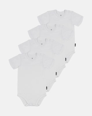 Kortærmet body | 4-pak | Bambusviskose | Hvid -JBS of Denmark Kids