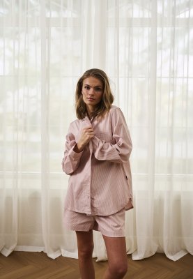 Langærmet pyjamasskjorte | Bambusviskose | Rosa