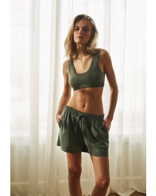 Pyjamasshorts "Seersucker" | Bambusviskose | Grøn -JBS of Denmark Women