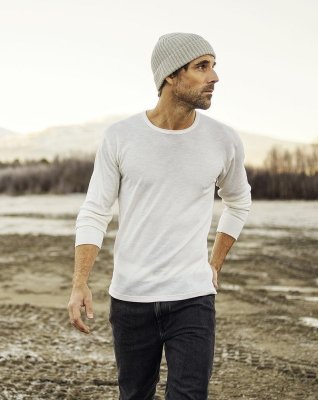 Langærmet t-shirt | 100% merino uld | Hvid -Dovre