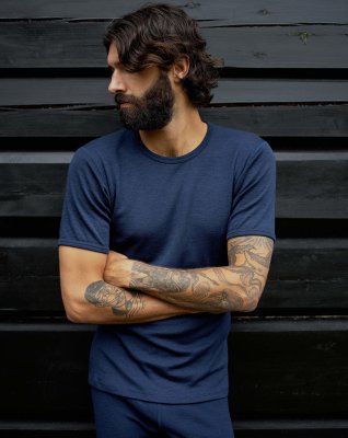 T-shirt | 100% merino uld | Navy -Dovre