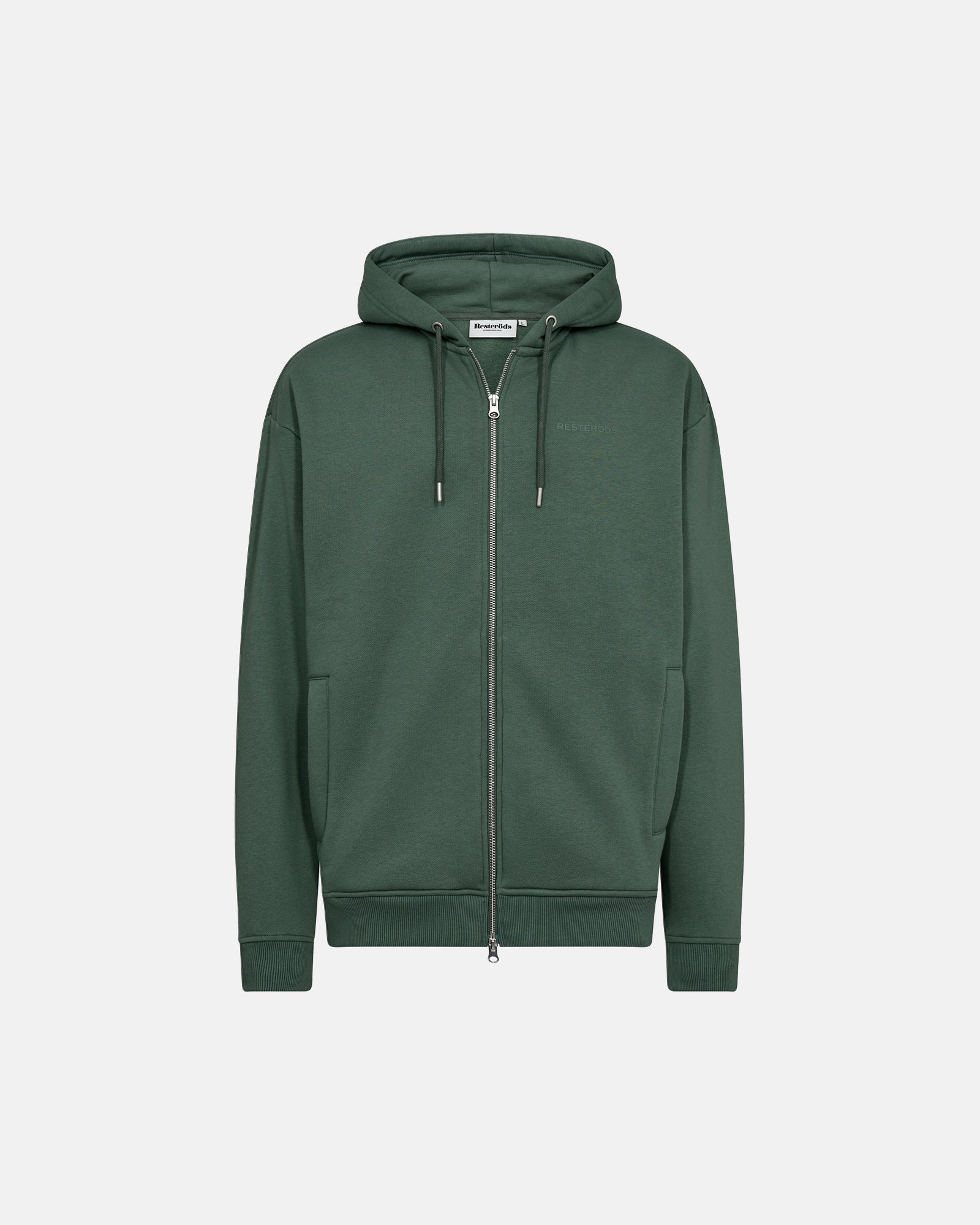Hoodie "zip" | Bomuld | Grøn -Resteröds