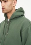 Hoodie "zip" | Bomuld | Grøn -Resteröds