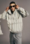 Hoodie "zip" | Bomuld | Lys grå -Resteröds