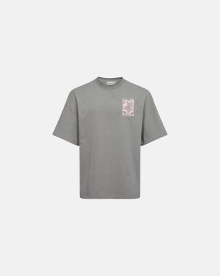 T-shirt m. print "dev" | 100% bomuld | Grå -Resteröds