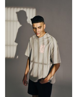 T-shirt m. print "dev" | 100% bomuld | Grå -Resteröds