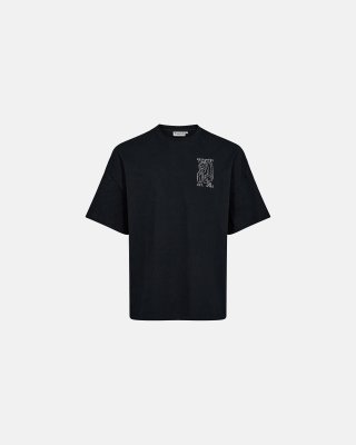 T-shirt m. print "dev" | 100% bomuld | Sort