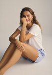 Pyjamas shorts, Bambusviskose, Blå/hvid strib