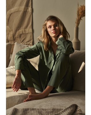 Pyjamasskjorte "Seersucker" | Bambusviskose | Grøn -JBS of Denmark Women