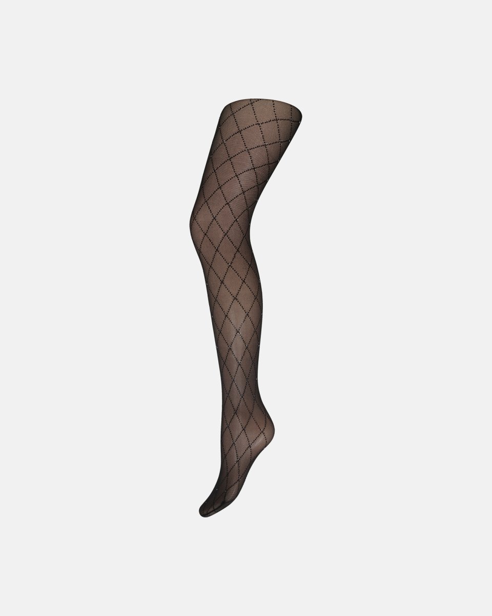 Decoy Strømpebukser m. glimmer 'checks' | 25 denier | Sort - XL