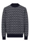 Pullover 'strik' | 100% uld | Navy/grå -Dovre