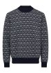 Pullover 'strik' | 100% uld | Navy/grå - Dovre