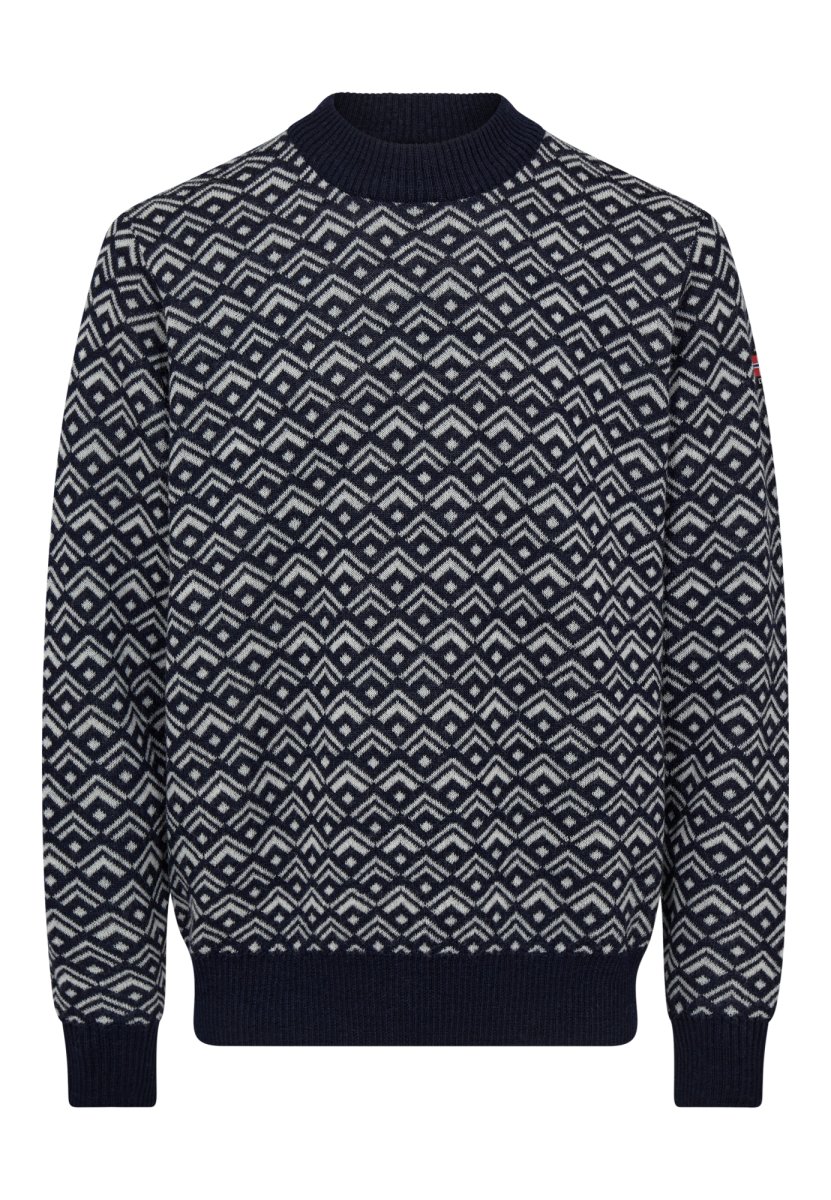 Dovre Pullover 'strik' | 100% uld | Navy/grå - S