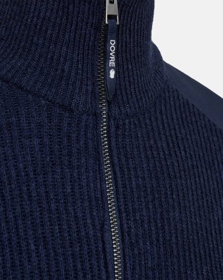 Pullover 'ribbed half zip' | Uld | Navy -Dovre