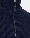 Pullover 'ribbed half zip', Uld, Navy