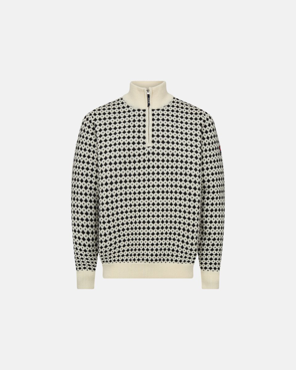 Dovre Pullover 'half zip' | 100% uld | Beige - S