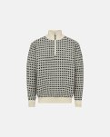 Pullover 'half zip', 100% uld, Beige