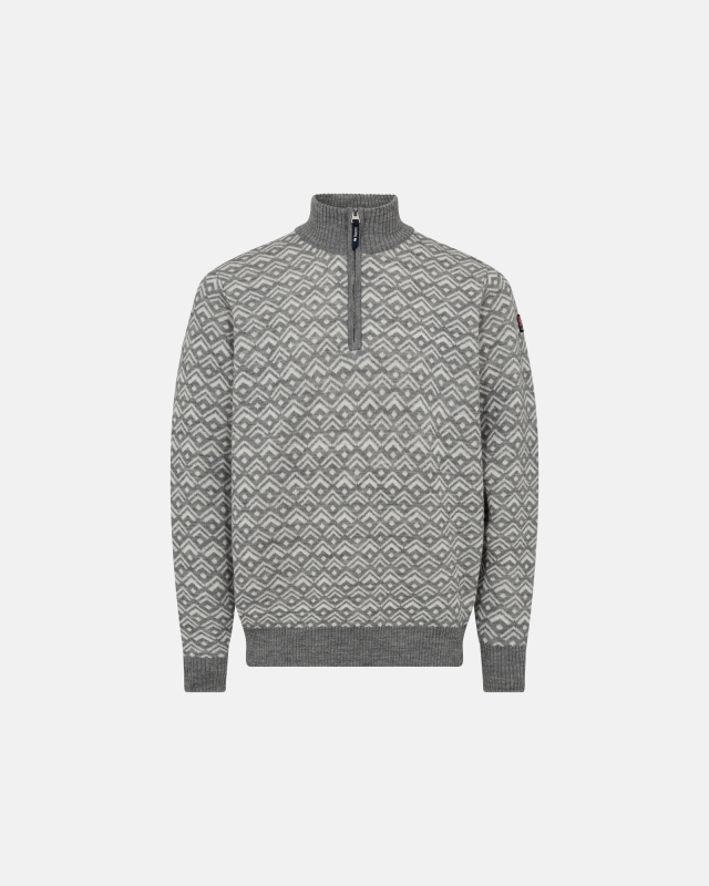 Pullover 'half zip'| 100% uld | Grå