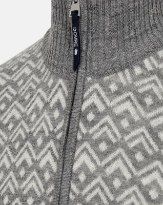 Pullover 'half zip'| 100% uld | Grå -Dovre
