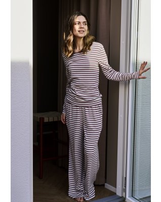 Bukser "rib" | Bambusviskose | Mørk rosastribet -JBS of Denmark Women