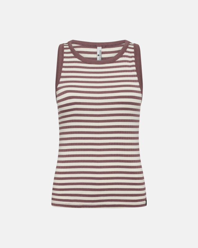 Tanktop "rib" | Bambusviskose | Mørk rosastribet