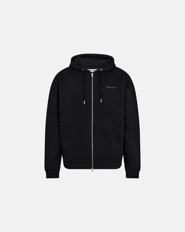 Sweatshirt m. hoodie og zip &quot;rick&quot; | 100% bomuld | Sort