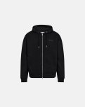 Sweatshirt m. hoodie og zip 'rick', 100% bomuld, Sort