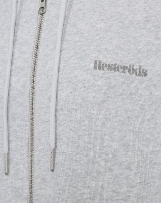 Sweatshirt m. hoodie og zip "rick" | 100% bomuld | Lys grå -Resteröds