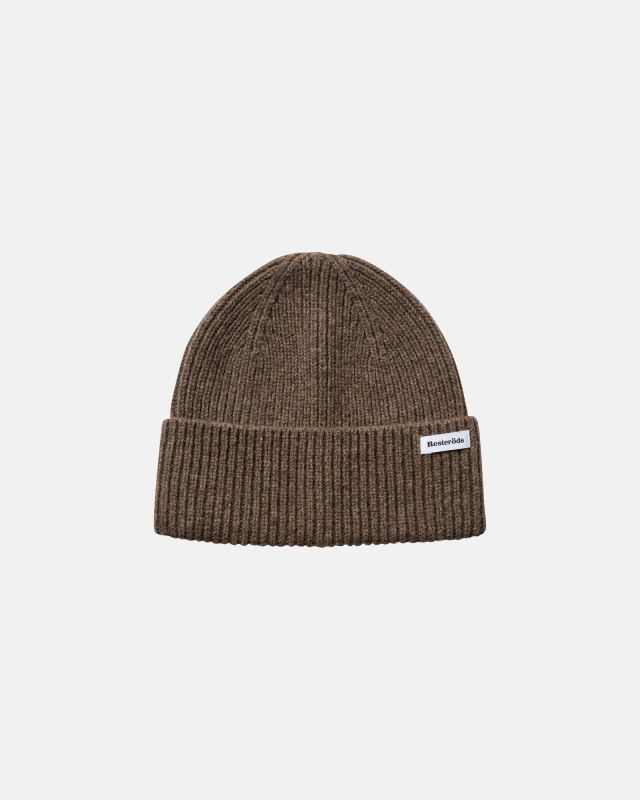 Beanie hue | 100% uld | Mørk sand