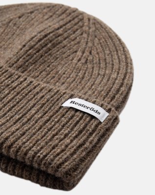 Beanie hue | 100% uld | Mørk sand -Resteröds