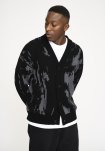 Cardigan "jack" | Uld | Sort/grå -Resteröds