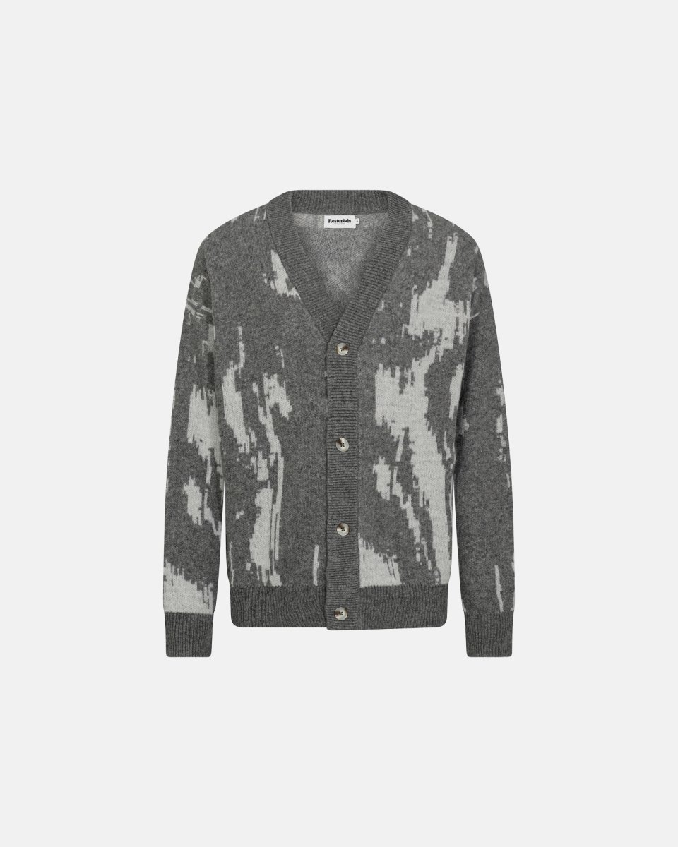 Resteröds Jack cardigan | Uld | Grå/hvid - L