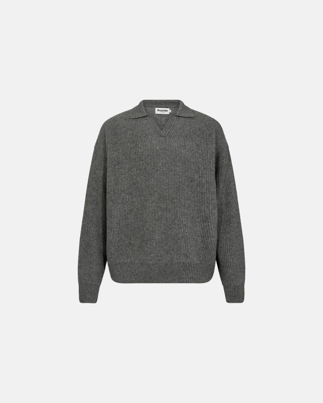 Polo i strik ´kane´ | Uld | Grå