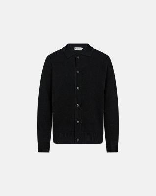 Strik cardigan 'dean' | Uld | Sort -Resteröds