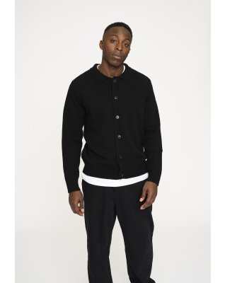 Strik cardigan 'dean' | Uld | Sort -Resteröds