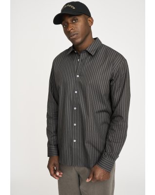 Skjorte 'davis' | 100% Bomuld | Mørkegrå m. striber -Resteröds
