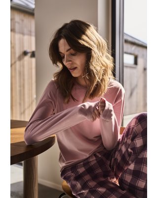 Langærmet t-shirt, Bambusviskose, Rosa