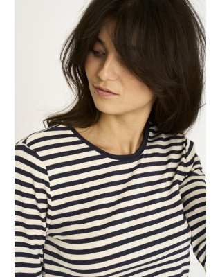 Langærmet T-shirt "rib" | Bambusviskose | Blåstribet -JBS of Denmark Women