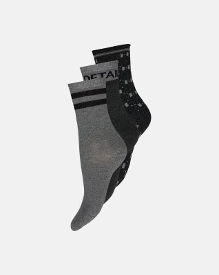 Strømper "Glimmer" 3-pak | Viskose | Sort/grå -Hype the Detail